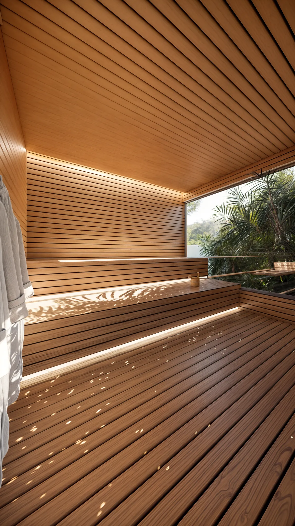 Sauna seca. Perspectiva ilustrada.